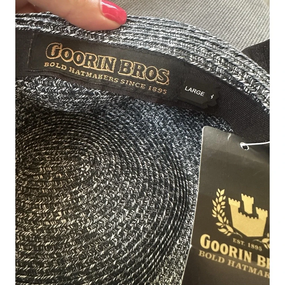 Goorin Bros Hat 100% Paper Woman's Large NWT‎ Black And White Bow